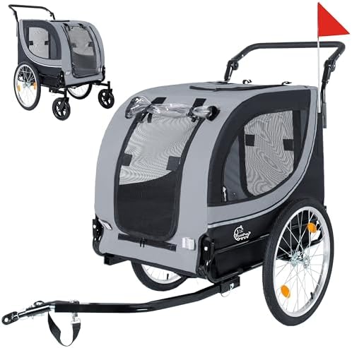 2-in-1 Dog Bike Trailer & Pet Stroller for Dogs Up to 100lbs, Foldable Pet