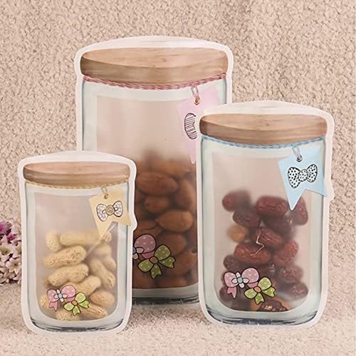 45 Pieces Reusable Mason Jar Zipper Bags Refrigerator Organizer Standup Airtight Seal Saver Bags for Seeds Candy Biscuits Spices (15L 15M 15S)