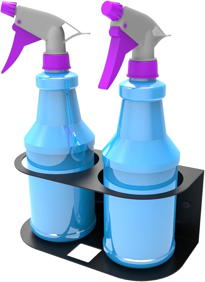 2 Pcs of 2 Spray Bottles Holder Steel Wall Mount | Storage Organizer for All-Purpose at Garage and Home (SBH-2B2Pcs)