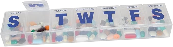 Ezy Dose Weekly (7-Day) Pill Organizer, 3X-Large Medicine Planner, Clear