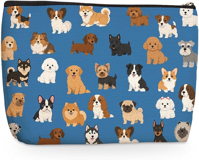 Wenboco Cute Dog Makeup Bag, Dog Gifts Cosmetic Bags Travel Organizer Bag