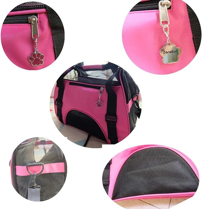 ZaneSun Cat Carrier,Soft-Sided Pet Travel Carrier for Cats,Dogs Puppy Comfort Portable Foldable Pet Bag Airline Approved (Small Rosered)