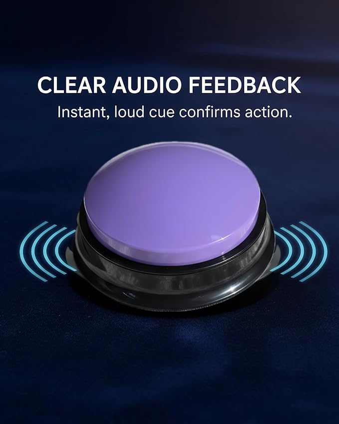 Dog Talk Buttons Voice Recording Button for Communication and Pet Training 30-Second Record & Playback Talking Button for Study, Office, Family, and Kids (Purple, one)