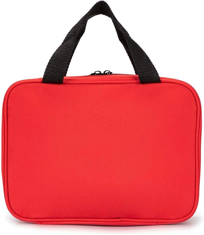 Red First Aid Bag Empty Travel Rescue Pouch First Responder Storage Medicine Emergency Bag for Car Home Office Kitchen Sport Outdoors (Red with Zippered Mesh Bags)
