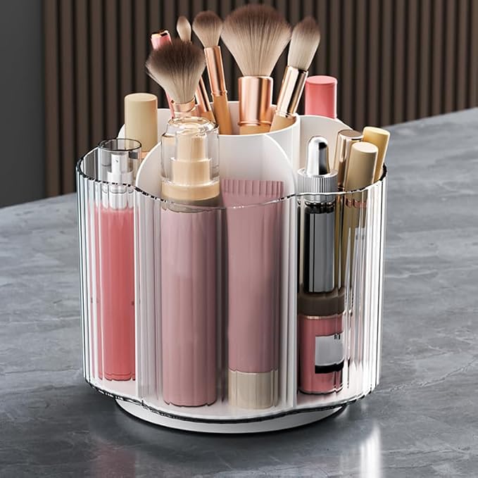 ABOOFAN Rotating Pencil Holder Rotatable Pen Holder for Desk Pen Organizer for Desk Makeup Brush Organizer Stationery Storage Container 5.31 X 5.31 X 5.00 in for Office and Home