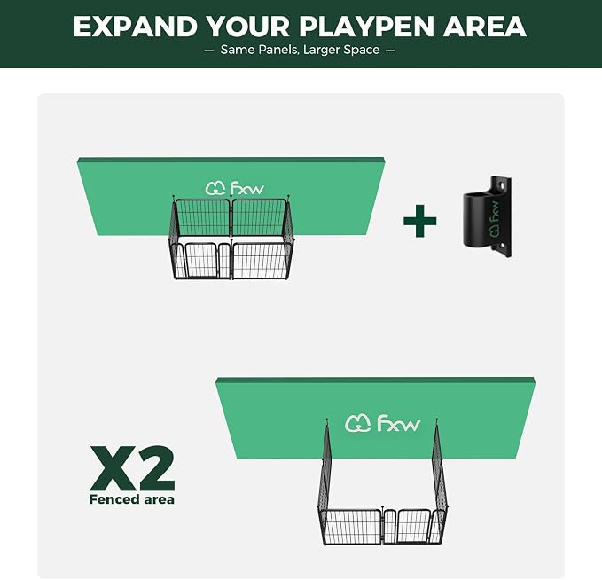 FXW Rollick Dog Playpen with Fence-to-Wall Anchors, 24"H, 6 Panels | Heavy-Duty & Easy setup Play Area, Flexible Boundaries, Indoor & Yard, For Puppies & Small Dogs, Patented