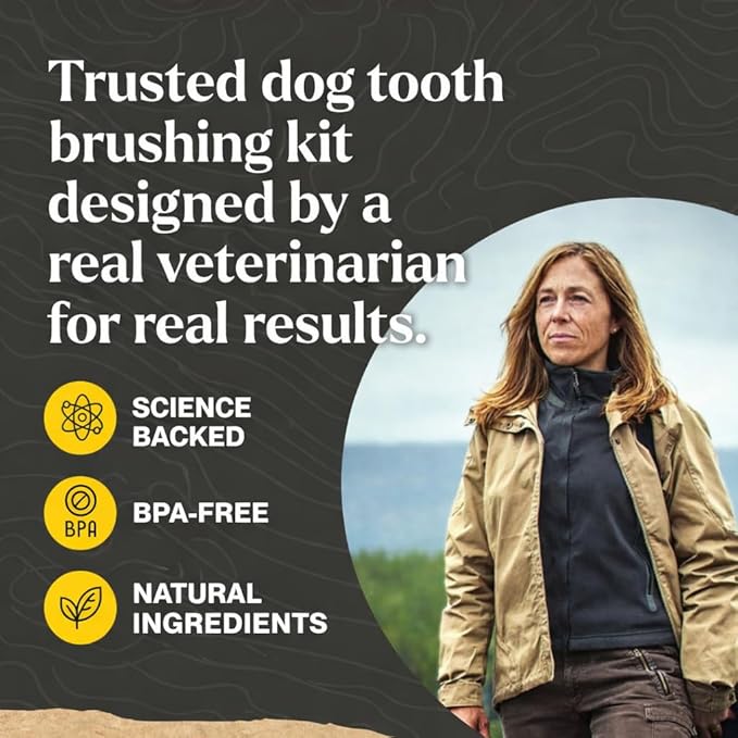 Dr. Oakley Dental Toothbrush Kit for Dogs & Cats -Finger Brush for Small Pets and Soft Brushes for Large or Older Natural and Safe Peanut Butter Flavor -