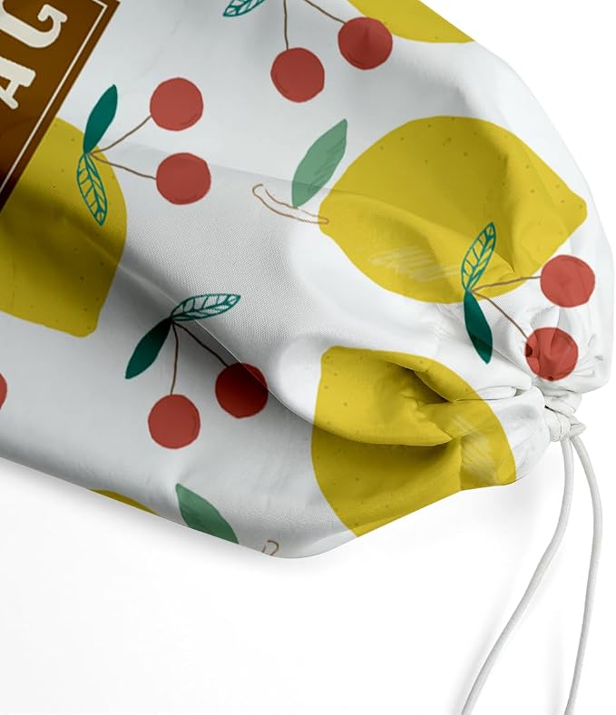 Plastic Bag Holder,Reusable And Washable Country Style Grocery Bag organizer,For Home Kitchen Travelling Camping Decor, use 1 Pack,lemon And Cherry Pattern