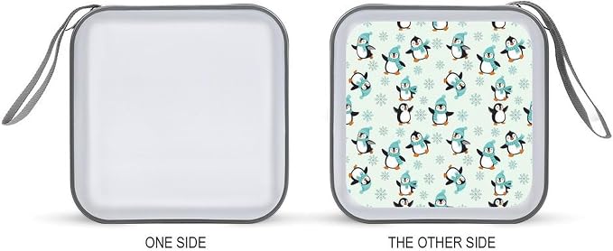 Portable 40-Disc CD Storage Binder Animal Penguin Cute Penguins, Hard Case Wallet with Handle, Protective Organizer for Movies Music Travel