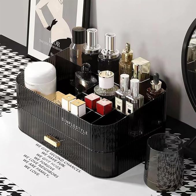 Makeup Organizer with Stackable Drawers, Bathroom Counter Organizer. | Drawers Can be Stacked, Cosmetic Display Case, Ideal for Make Up, Skincare, Perfume; Suitable for Dresser Top, Vanity