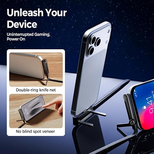 USB A to USB C Cable, Charger Cord (4.9FT), 65W Braided Fast Charge Cable with Built-in Phone Stand T-Shaped Foldable for iPhone 17 Series,Samsung Galaxy Note 10/S10+ S10, LG V30 (3 Pack)