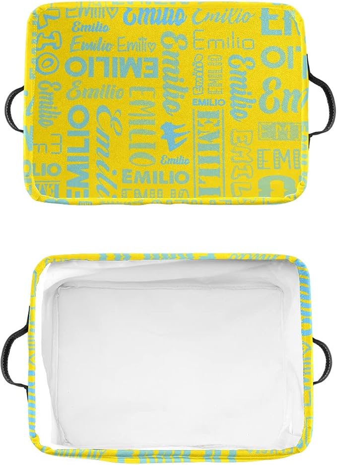 Personalized Toy Box Storage Bins for Boys Girls with Name, Kids Custom Storage Basket Cubes Organizer with Handles, Shelf Closet Storage Baskets Bin Customized Gift, 1 Pack
