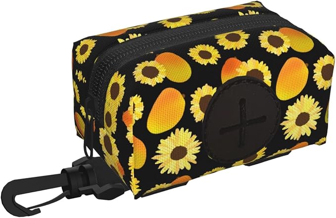 Mango Sunflower Pet Waste Bag Dispenser 0.2L | Portable Dog Poop Holder Waste Bag With Zipper Park Doggy Walking Accessory