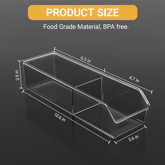 Tea Bag Organizer, Tea Bag Holder, Clear Plastic Tea Organizer for Cabinet, 2 Compartment Storage for Tea, Coffee, Sugar, Seasoning Packets, Fridge, Tabletop, Kitchen Countertop