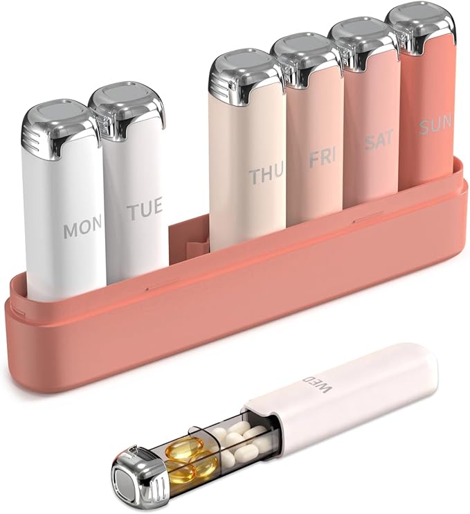 Weekly Pill Organizer 3 Times A Day, 7 Day Travel Pill Box, Pink | Pill Organizer 3X a Day for Women, Compact And Portable, Detachable Daily Compartments For Vitamins And Supplements