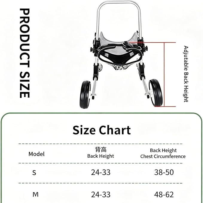 Dog Front Leg Wheelchair, Adjustable Pet Mobility Cart, Lightweight Stainless Steel Dog Rehabilitation Assist Walker for Small Medium Disabled Dogs, Hind Leg Support(Small)