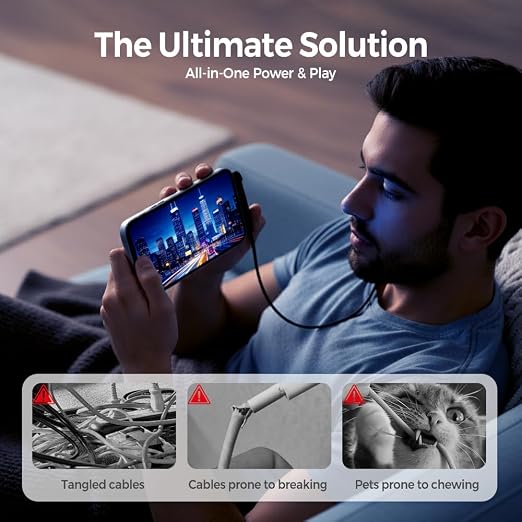 USB A to USB C Cable, Charger Cord (4.9FT), 65W Braided Fast Charge Cable with Built-in Phone Stand T-Shaped Foldable for iPhone 17 Series,Samsung Galaxy Note 10/S10+ S10, LG V30 (1 Pack)