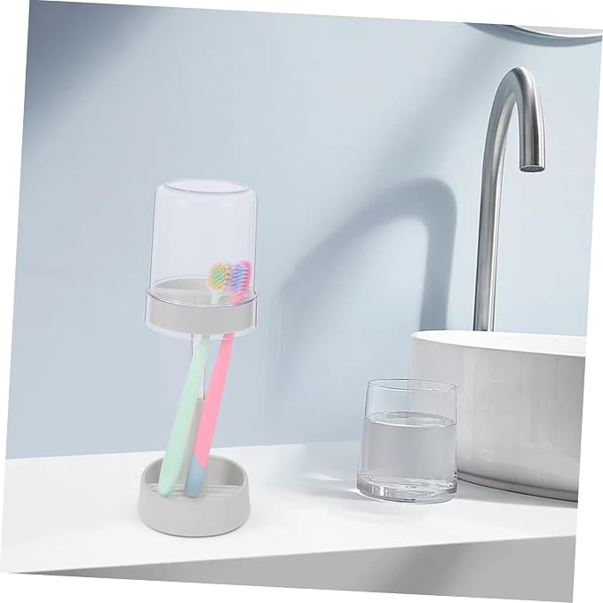 BESTYASH Toothbrush Holder with Lid Slots Toothpaste Storage Rack for Electric Toothbrushes Portable Modern Design Organized Clean Counter for Boys and Girls Adults