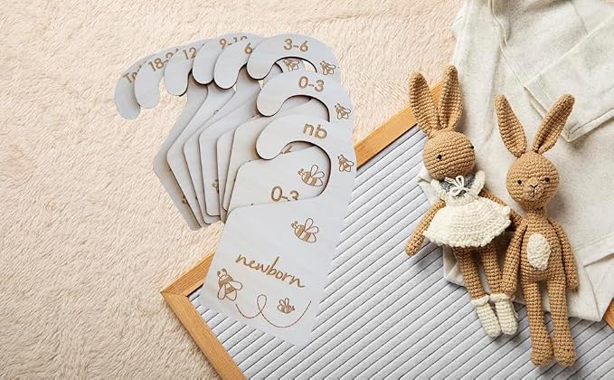 Baby Closet Size Dividers, Double-Sided Wood Baby Closet Organizer Hanging Baby Clothes Dividers Nursery Closet Organizer for Home Baby Clothes Nursery Décor