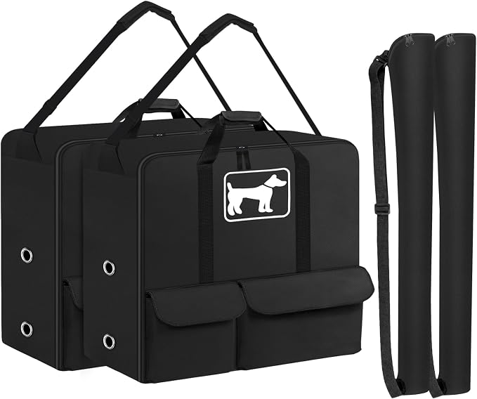 SIRUITON 2PcsThick 600D Dog Playpen Storage Bag,Fits 24"H 8 Panels 9 Stakes | Suitable for Foldable Exercise Pet Playpen, Dog Fence Travel Bag with Reinforced Double Handles & Two external pockets.