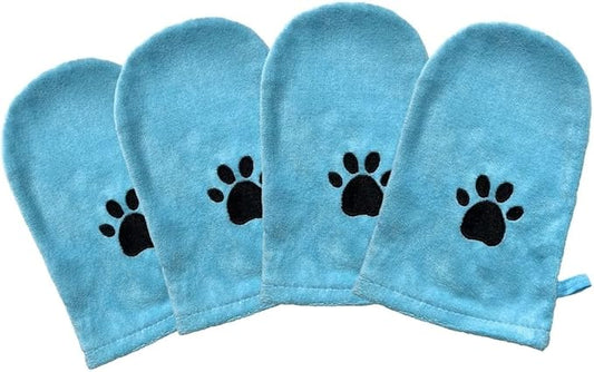 Penny & Niko Microfiber Pet Towel Mitts - Paw Cleaning and Drying Mitts/Gloves for Dogs and Cats (Sky Blue, Standard - 4 Pack)