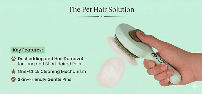 Argo's Pack - Pet Hair Remover Comb for Dogs & Cats, Effective Grooming Shedding Tool, Brush for Indoor Pets with Self-Cleaning Button, Safe Deshedding Tool for Short & Long Hair Pets (Green)