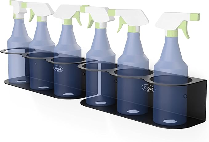 6 All-Purpose Spray Bottle Holder | Easy Install Wall Mount Hardware Included | Heavy-Duty Powder Coated Steel Storage Rack for Garage And Home | Craft Workspace Paint Bottle Organizer USA Made