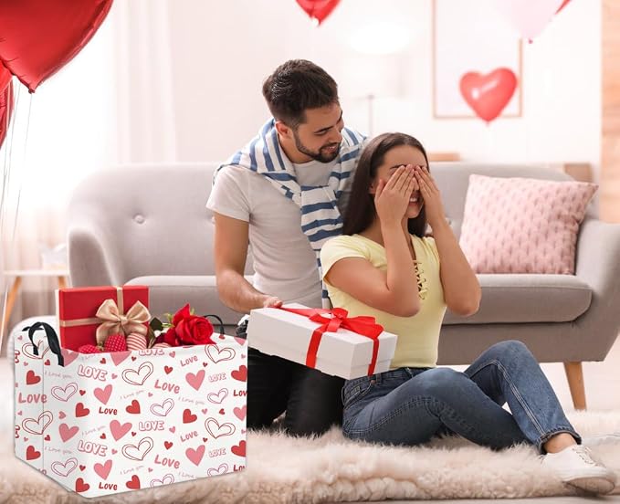 Rectangular Valentines Gift Basket - Pink Love Room Decor