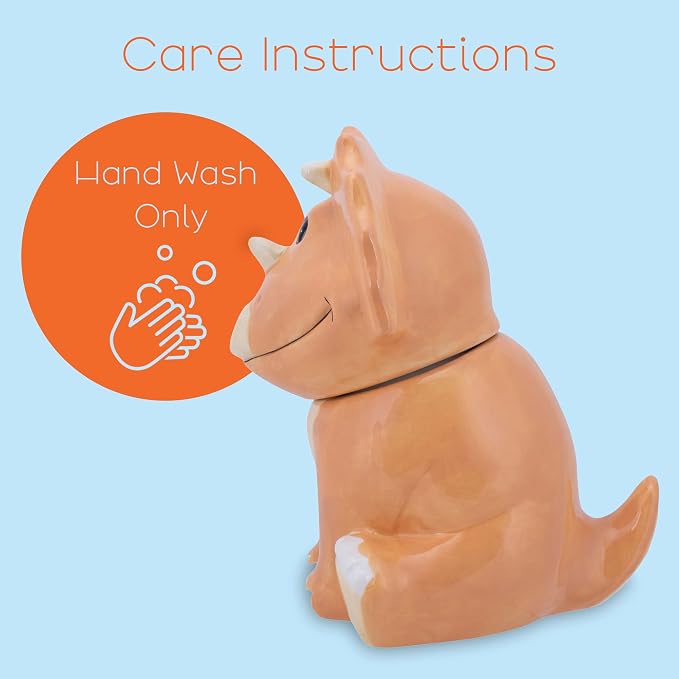 Dolomite Ceramic 9.9 x 9.6 Everyday Cookie & Candy Jar with Airtight Lid: Perfect for Kitchen Canisters, Pet Treat Containers & Decorative Storage, Tan Triceratops Dinosaur