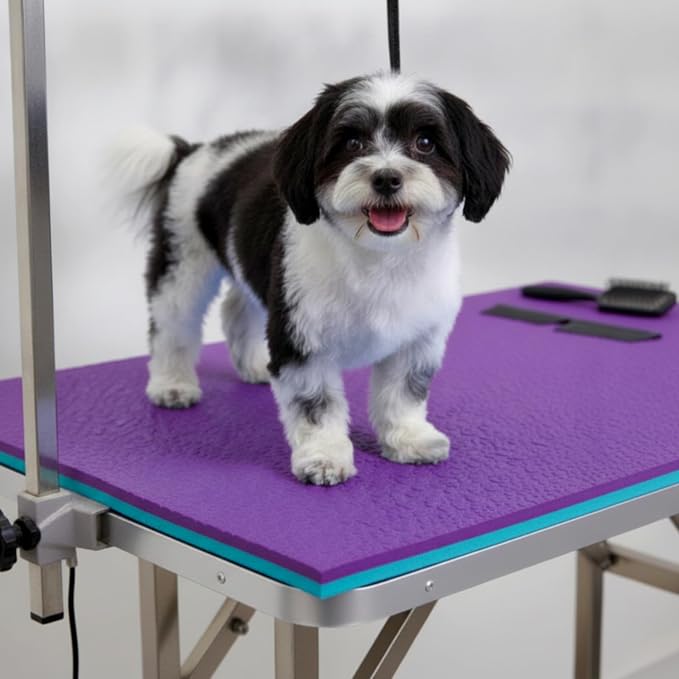 Nuanchu Dog Grooming Table Mat,36 x 24 x 0.2In,Non-Slip PVC Pad, Purple