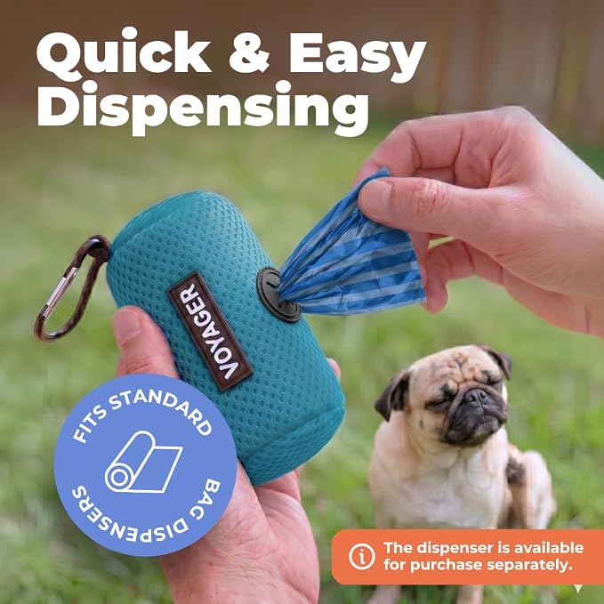 Best Pet Supplies Poop Bags for Dogs - Blue Strips, 150 Count | Scented, Leak-proof, Easy-Tear perforations, 15 Thick Bags per roll, Outdoor Walking & Travel, Fits Standard Holders