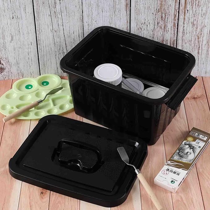 6 Quart Plastic Storage Bins, Latching Box with Handle, 6 Packs | Black Small Latch Tote Container with Lid