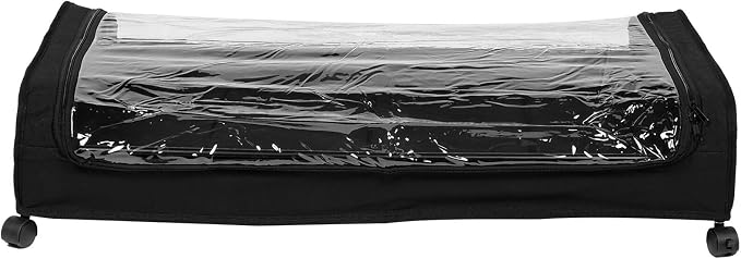 LALAFINA Bed Storage Drawer with Wheels, Metal Frame Clothes Organizer for Small Bedrooms, Black Sliding Storage Rack with Fabric Base Cover for Shoes, Books, and Pet Supplies