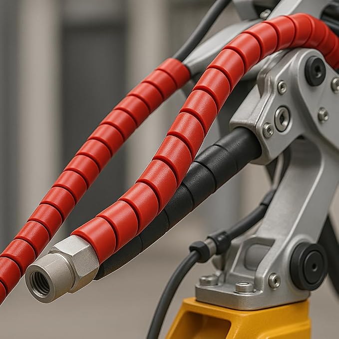 Electriduct 1 Inch Heavy Duty Spiral Wrap HDPE Flexible Plastic Cable Sleeve Hose Protector 10 Feet - Red