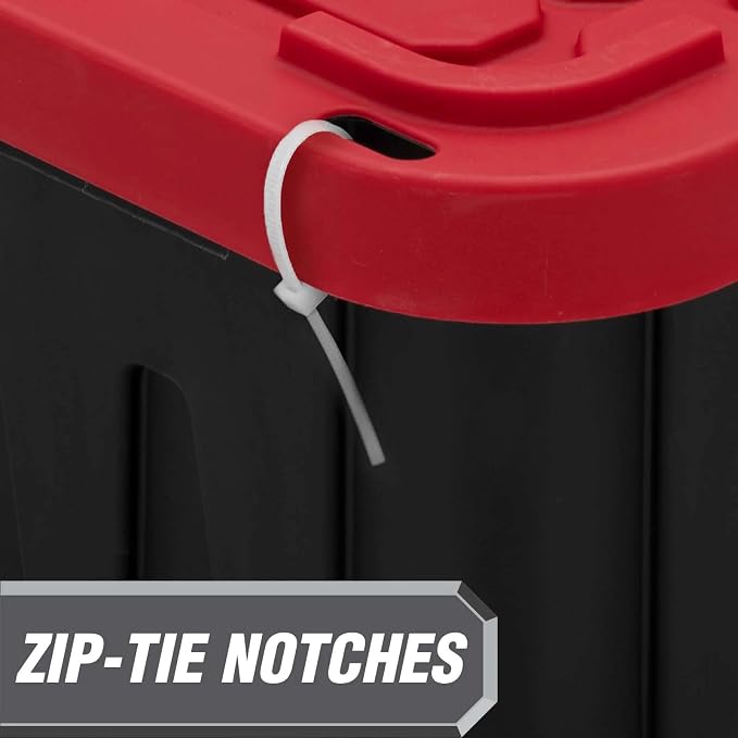17 Gallon Plastic Organizer Bin, Black and Red