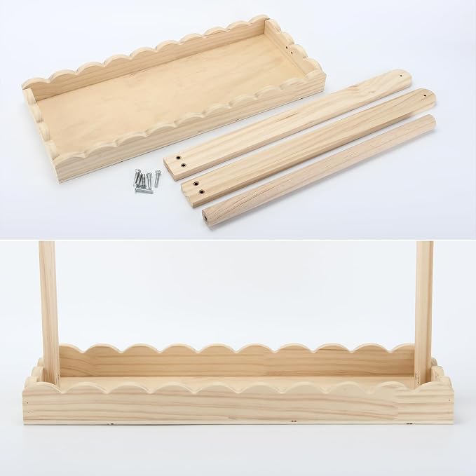 Wooden Baby Clothing Rack for Toddler, Baby Shower Crate Closet, Baby Storage Crate with Hangers, Pets Clothes Rack with Storage Box & Hanging Rod for Dogs Cats, Newborn Gifts Basket (Wavy)