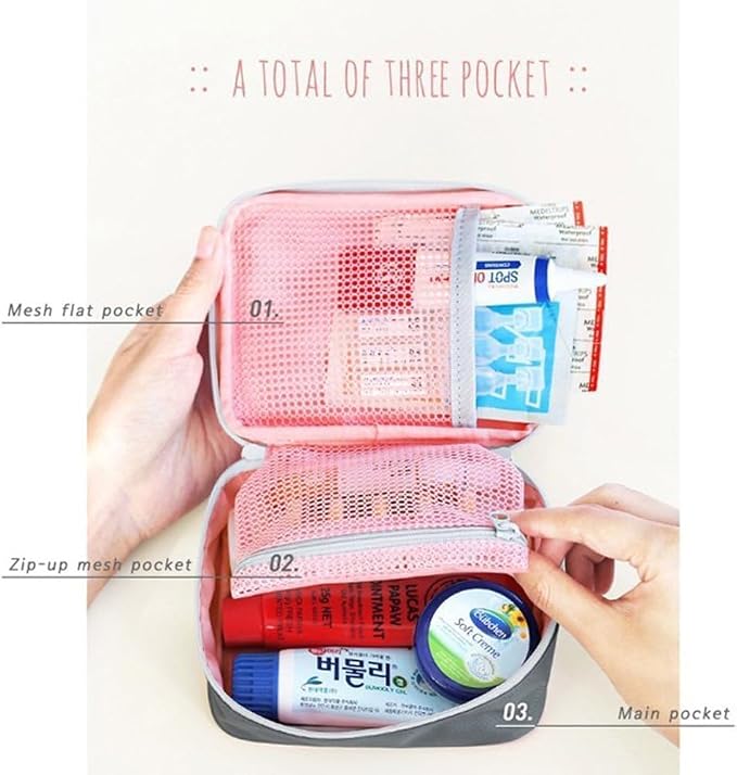 Pink Portable First Aid Kit, Mini Outdoor First Aid Kit Bag, Travel Portable Medicine Organizer Emergency Kit First Aid Kits, Mini Emergency Medical Bag Office, Travel, Camping, Sports, School