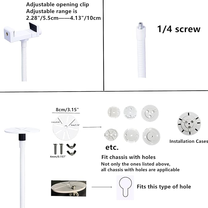 2Pack 80"-31" Tall White Floor Holder Stand Mount for Security Cameras, 3.2lbs Base,Height Adjustable 31.5-80",Compatible with Baby Camera Monitor/Security Cameras/Pet Camera (2)