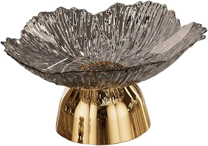 Decorative Pedestal Bowl Dish Holder Dessert Display Stand Decor Fruit Basket Serving Tray for Drawing Room Housewarming Gift, A Gray