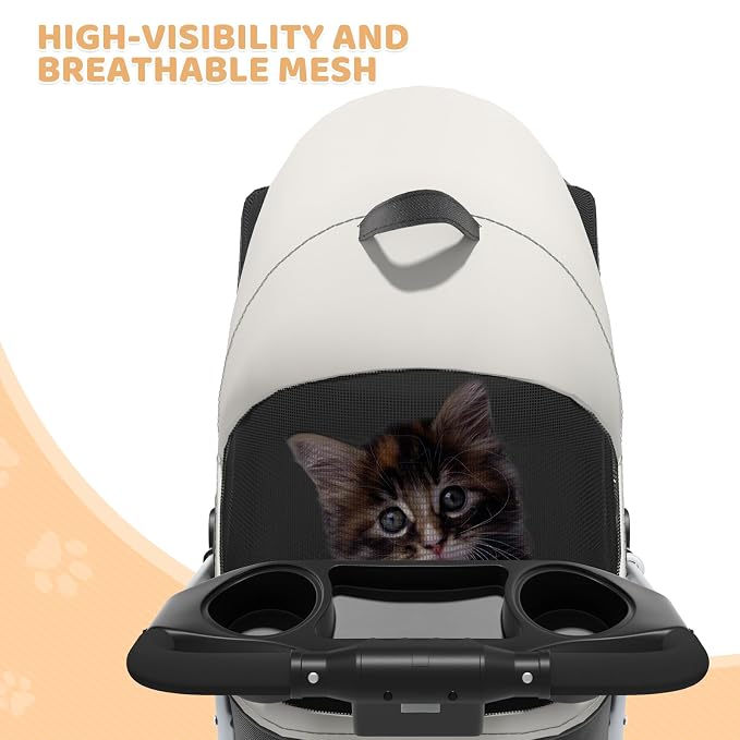 Magshion 3-in-1 Foldable Pet Stroller for Small to Medium Dogs and Cats | Dog Travel Jogger with Detachable Carrier, Cup Holder & Storage Basket, For Small/Medium Dogs & Cats Up to 33 lbs