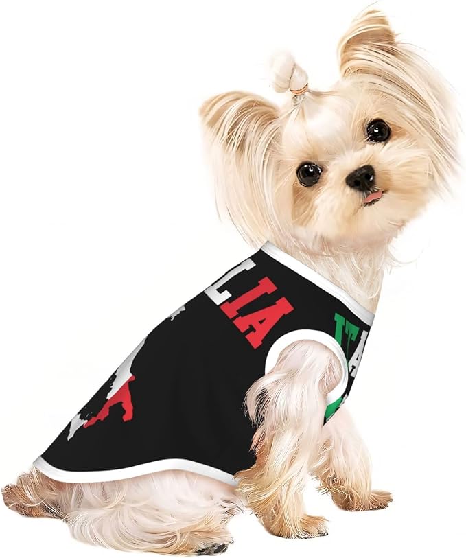 Italia Flag Italy Map Dog Shirts Sleeveless Puppy Cotton T-Shirts