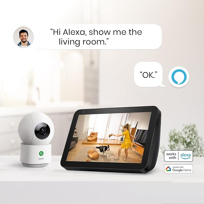 aosu 2K Indoor Camera,Baby Monitor for Home Security with 2.4GHz WiFi only
