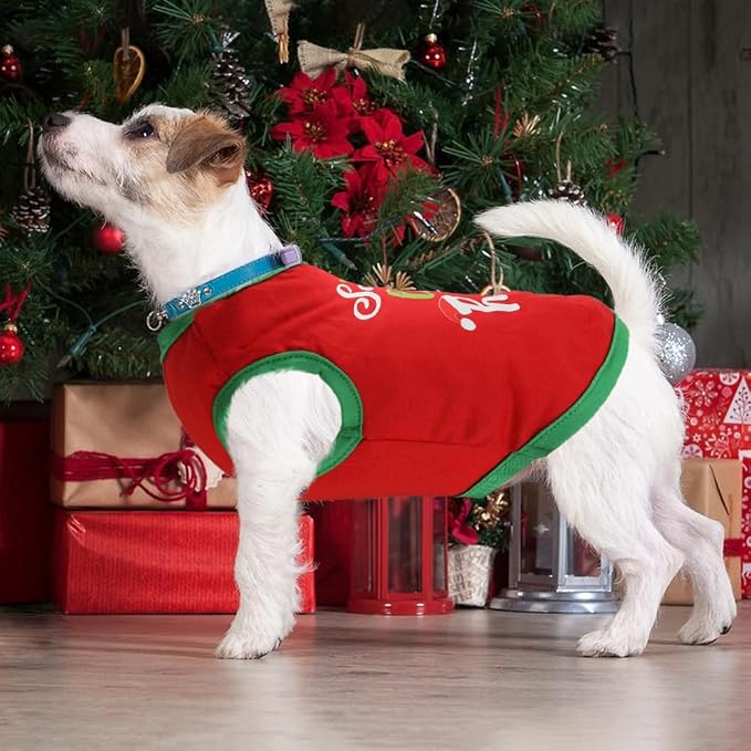 Dog Shirt Soft Cotton Dog Christmas Shirt Stretchy Lightweight T-Shirts Sleeveless Vest Pet Clothes for Small Medium Large Dogs Cats