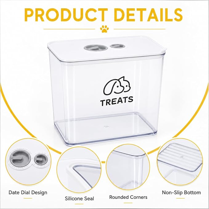 4Qt Pet Food Storage Containers, Airtight Dog Food Storage Container with Chronograph Wheel Design, Dog Treat Container with Suitable for Pet,Bird Seeds,Dog & Cat Treats(White)