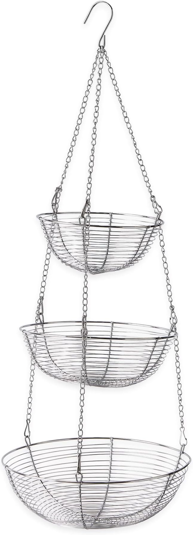 Woven Wire Hanging Basket - Chrome, 3 Tier