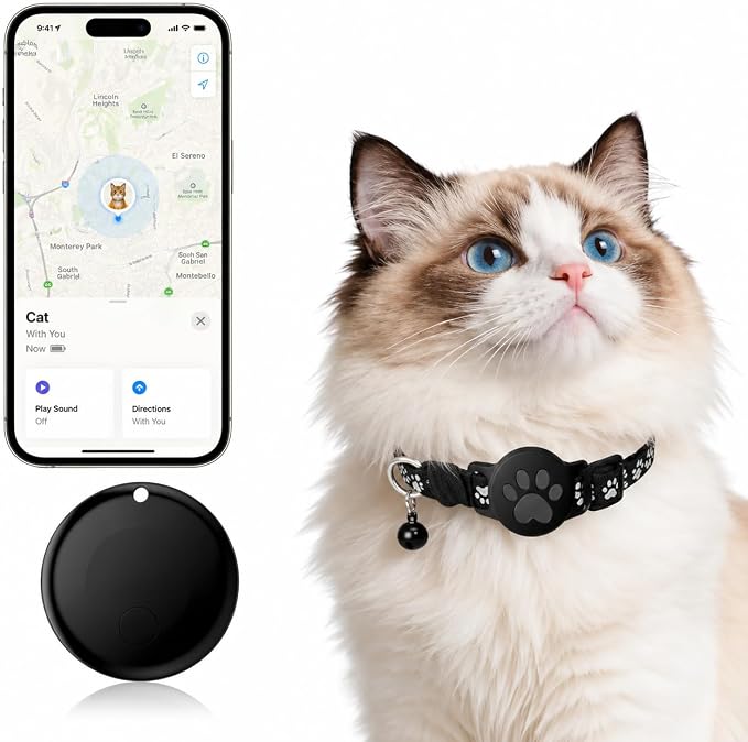 Pet Tracker,GPS Collar for Cats,Smart tag,Waterproof Compatible with Find My,No Monthly Fee,Advanced Tracking Solution Smart Collar for Pet Safety Ideal Small Large Cats(iOS User)
