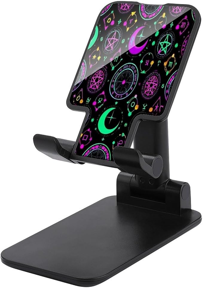 Lightweight Sun Moon Magic Alchemical Cosmic Witch Witchy Cell Phone Holder | Gothic Trippy Purple, Adjustable Height And Angle, Mobile Stand, Compatible with 4"-13" Smartphones Tablet