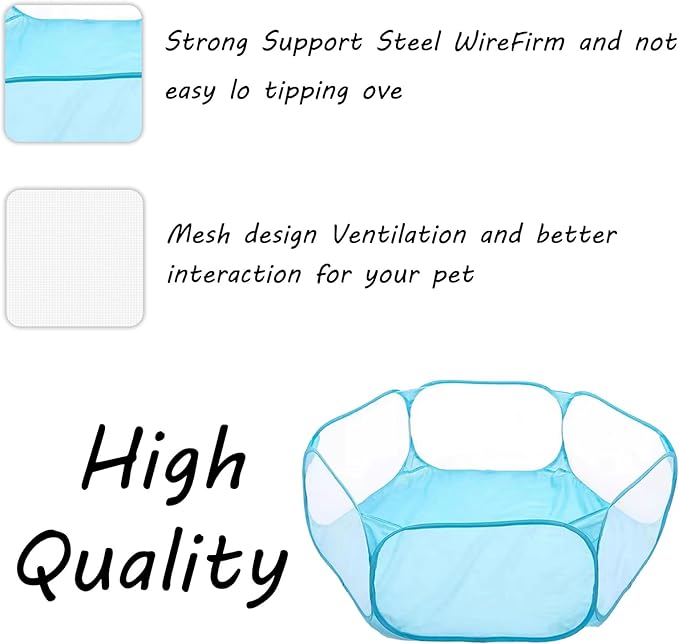 Small Animals Playpen, Portable Pop-up Open Interactive Pet Tent, Indoor Outdoor Fence for Rabbits, Guinea Pig, Hamster, Chinchillas, Kittens, Puppies
