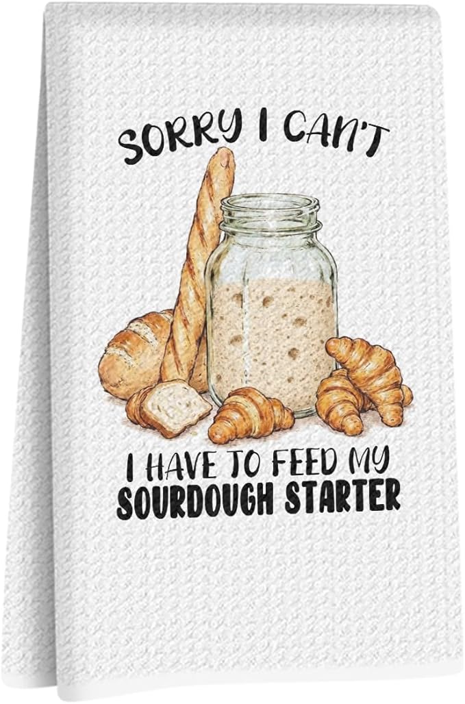 Funny Sourdough Baking Kitchen Towels 24x14 Inch, Baking Lover Gifts Decorative Hand Towels, Sourdough Starter Waffle Weave Hand Tea Towel for Kitchen Home Decor, Housewarming Gifts for Women Friend