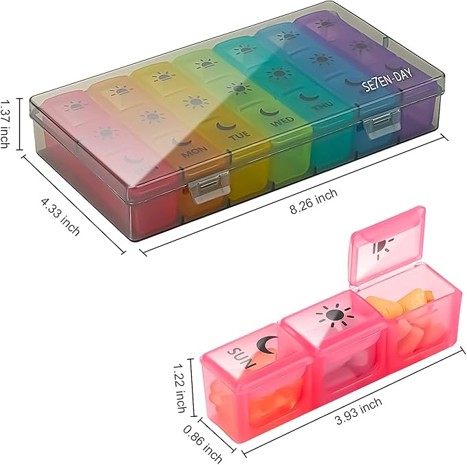 Weekly Pill Organizer 7 Day 3 Times A Day Large Compartments, Gray | Moisture-Proof Large Compartments Pill Case Portable Travel Medication Reminder for Compartments Supplements